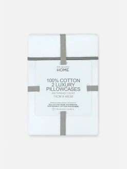 Draps Et Taies D'Oreillers|Primark Lot De 2 Taies D'oreiller à Contraste Blanc
