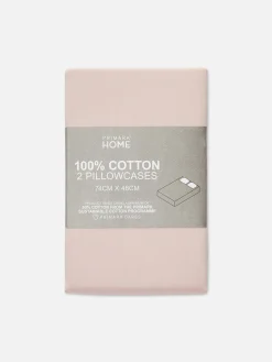 Draps Et Taies D'Oreillers|Primark Lot De 2 Taies D'oreiller En Coton Rose