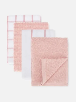 Art De La Table|Primark Lot De 4 Torchons En Coton éponge Rose poudré