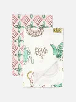 Art De La Table|Primark Lot De 2 Torchons Imprimés Rose