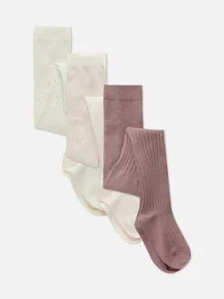 Chaussettes Et Collants|Primark Lot De 3 collants Côtelés Variés Rose