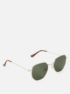 Lunettes De Soleil|Primark Lunettes De Soleil à Monture Hexagonale En Métal Vert