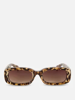 Lunettes De Soleil|Primark Lunettes De Soleil à Monture Rectangulaire Effet Léopard Marron foncé