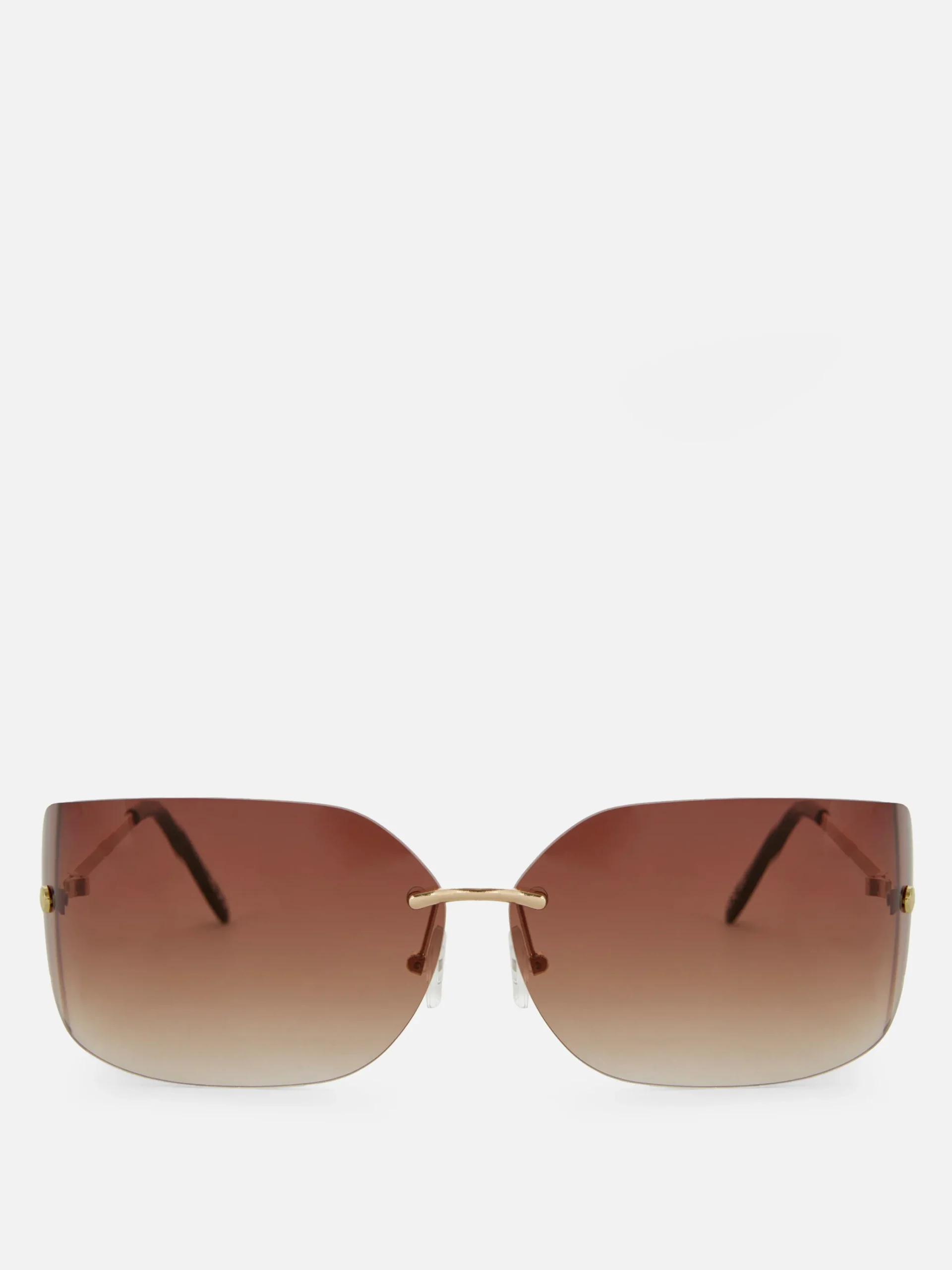 Lunettes De Soleil|Primark Lunettes De Soleil Incurvées Sans Monture Rita Ora Marron