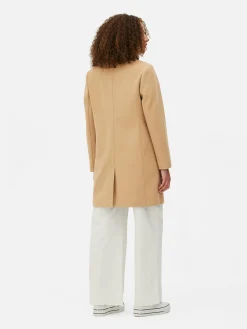 Manteaux Et Vestes|Primark Manteau à Boutonnage Simple Classique Camel
