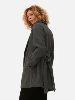 Manteaux Et Vestes|Primark Manteau Cache-cœur à Ceinture Anthracite