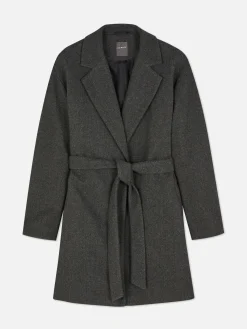Manteaux Et Vestes|Primark Manteau Cache-cœur à Ceinture Anthracite