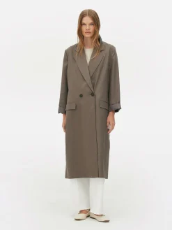 Manteaux Et Vestes|Primark Manteau Cache-poussière à Double Boutonnage The Edit Taupe