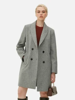 Manteaux Et Vestes|Primark Manteau Croisé En Sergé Gris
