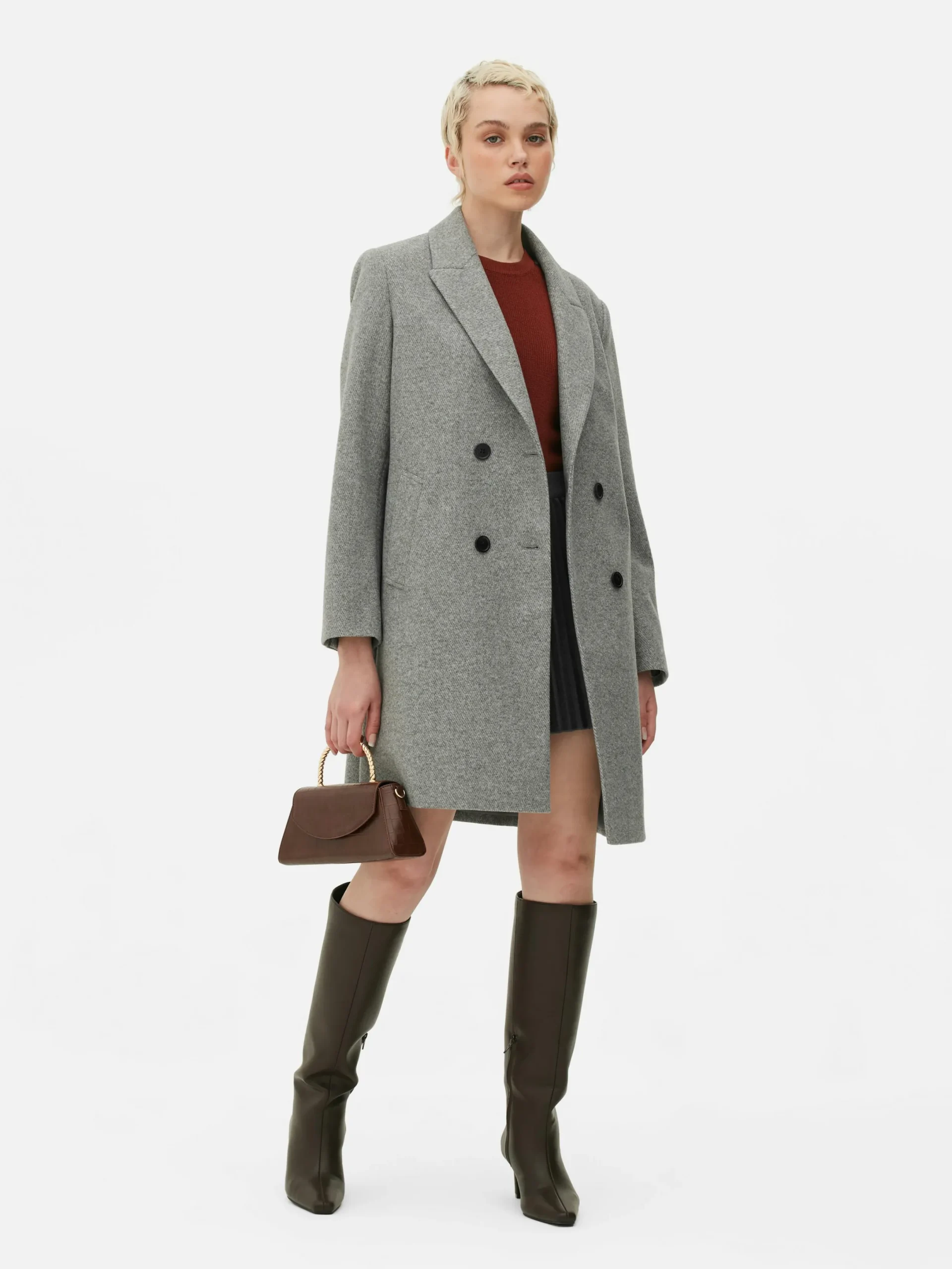 Manteaux Et Vestes|Primark Manteau Croisé En Sergé Gris
