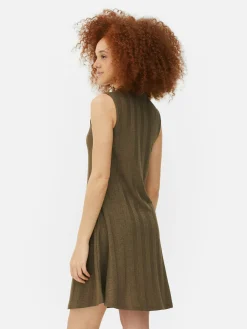 Robes|Primark Mini Robe Côtelée Sans Manches Kaki