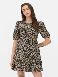 Robes|Primark Mini Robe Froncée à Smock Marron