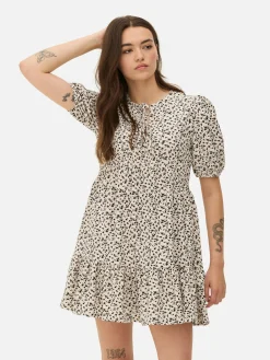 Robes|Primark Mini Robe Froncée à Smock Blanc/Noir
