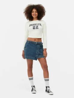 Jupes|Denim|Primark Mini-jupe Drapée En Denim Bleu moyen