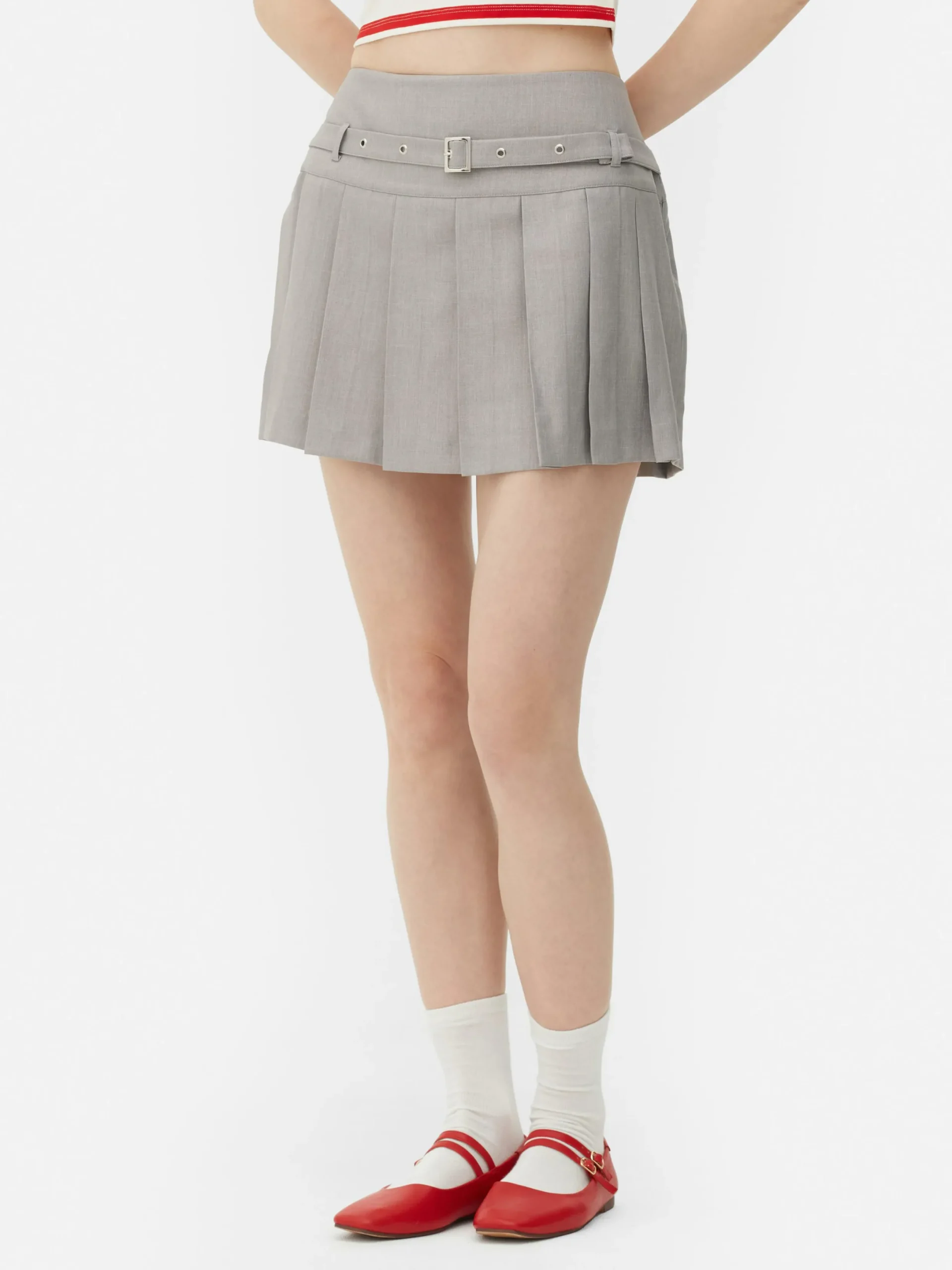 Jupes|Primark Mini-jupe Plissée à Boucle Gris clair