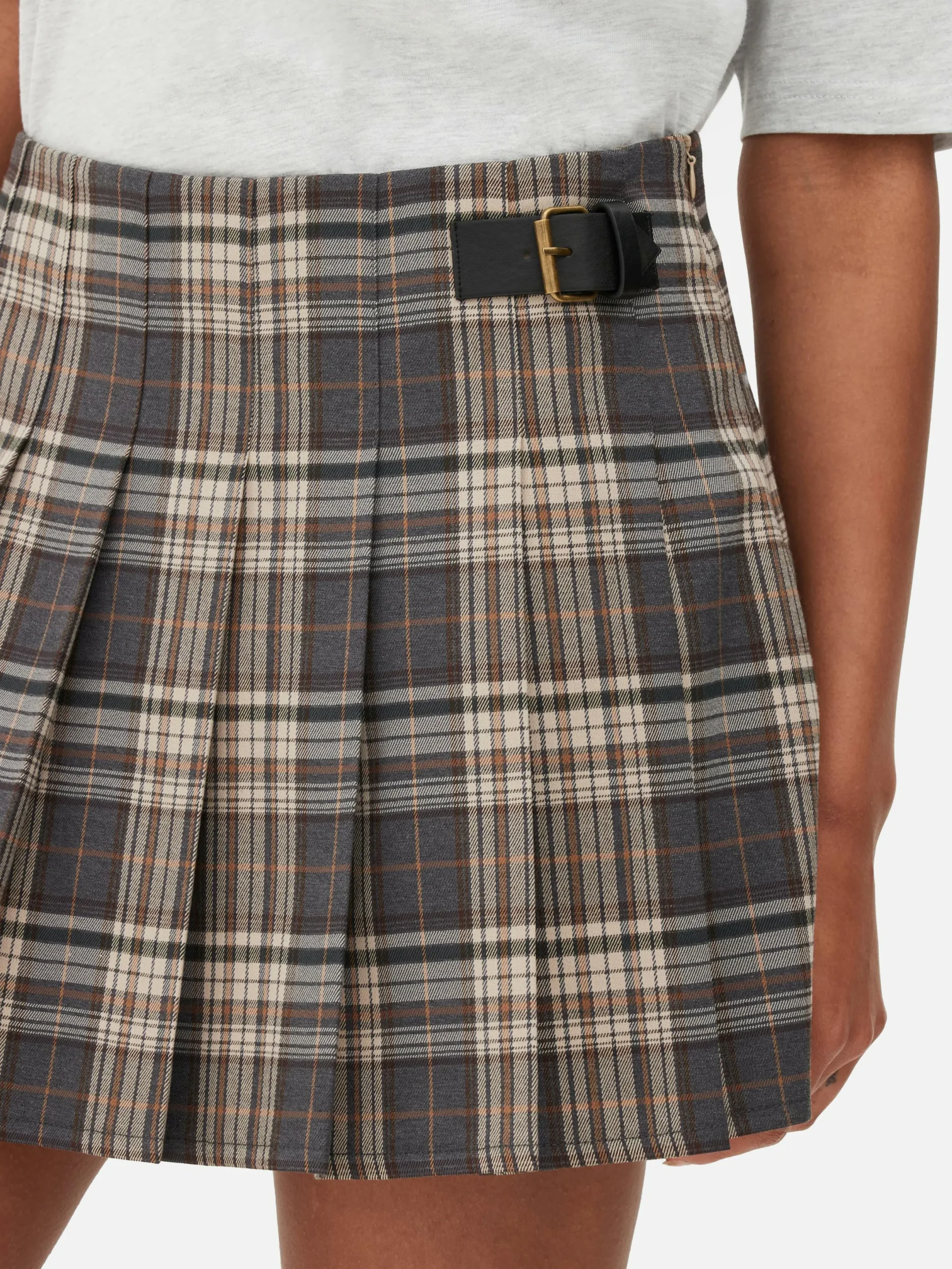 Jupes|Primark Mini-jupe Plissée à Ceinture Gris