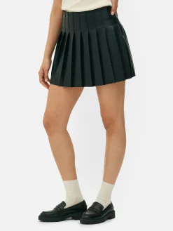 Jupes|Primark Mini-jupe Plissée En Simili Cuir Noir