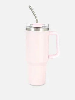 Tasses Et Mugs|Primark Mug Isotherme En Acier Inoxydable Avec Paille 1,13 l Rose clair