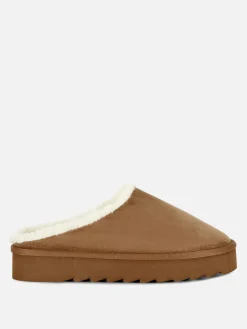 Chaussons|Primark Mules Doublées En Fausse Fourrure Marron