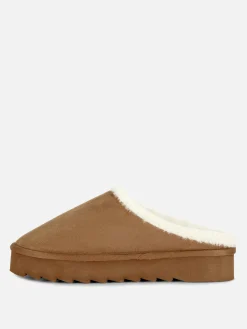 Chaussons|Primark Mules Doublées En Fausse Fourrure Marron
