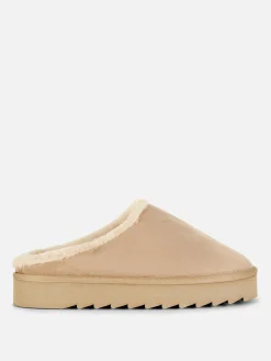 Chaussons|Primark Mules Doublées En Fausse Fourrure Naturel