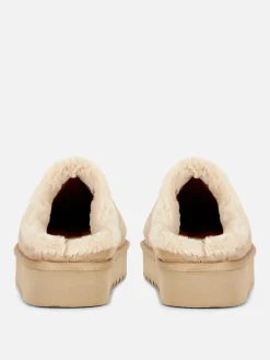 Chaussons|Primark Mules Doublées En Fausse Fourrure Naturel