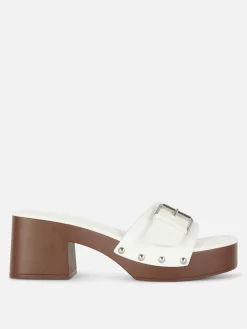 Chaussures À Talons|Primark Mules Sabots à Talons épais Rita Ora Blanc