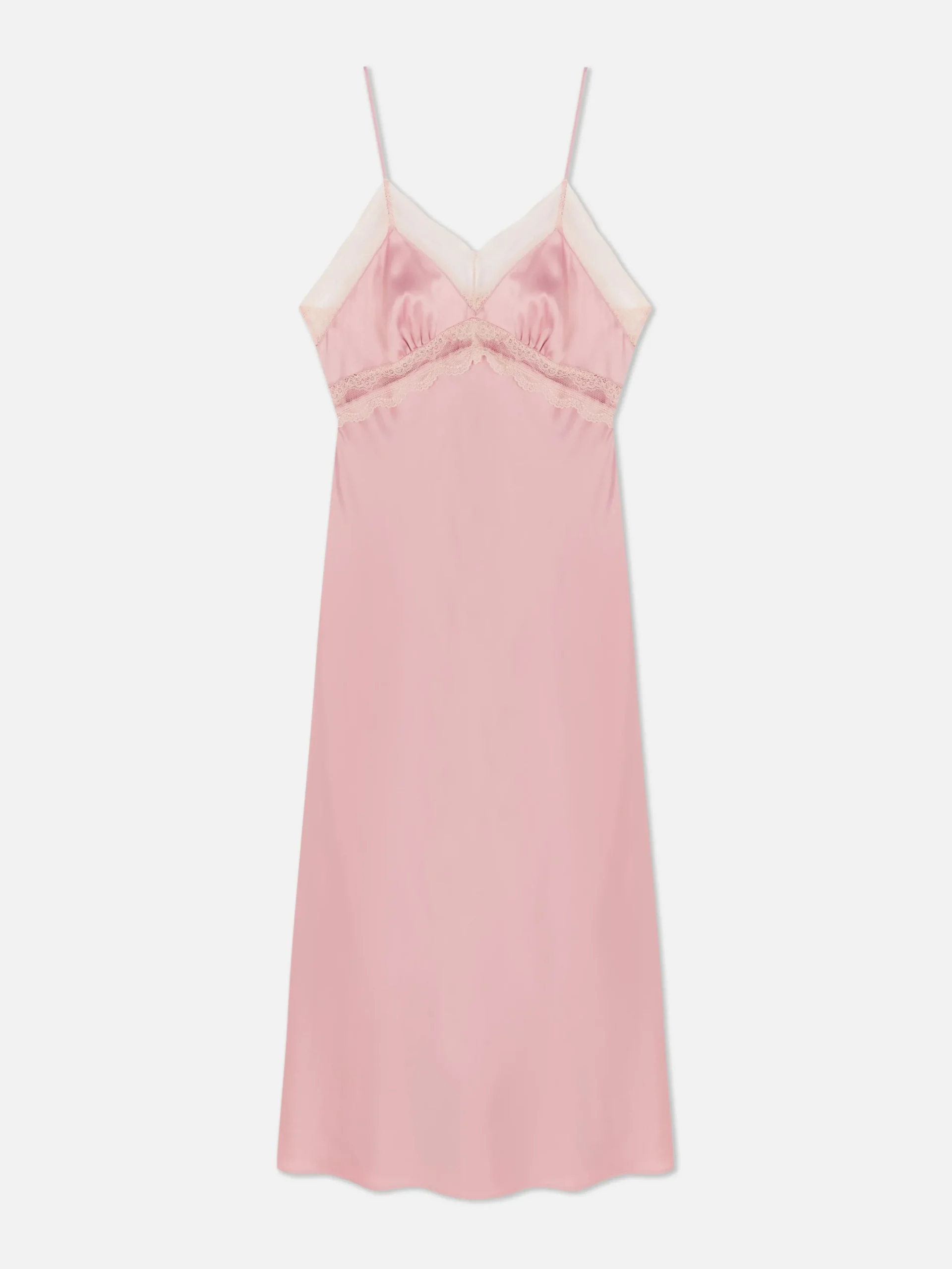 Combinaisons Et Caracos|Primark Nuisette Mi-longue En Satin à Finitions En Dentelle Rose