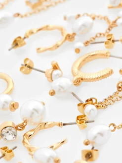 Bijoux|Primark 9 paires De Boucles D'oreilles à Fausses Perles Jaune
