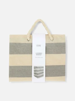 Paniers À Linge|Primark Panier à Linge En Toile Rayée Taupe