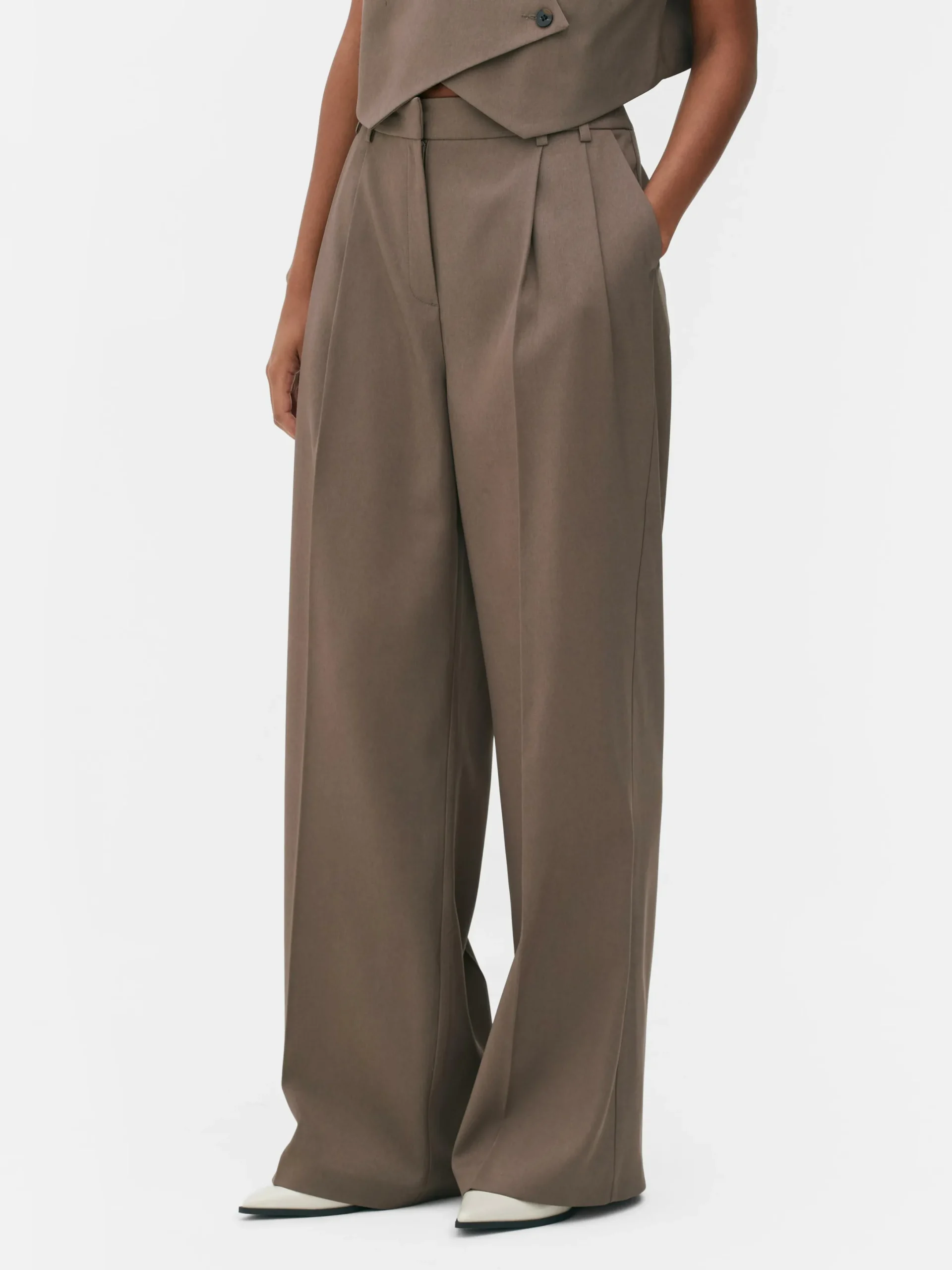 Pantalons Et Leggings|Primark Pantalon Ajusté Plissé Sur Le Devant Moka