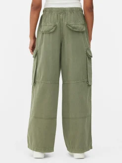 Denim|Jean|Primark Pantalon Cargo à Nouer à La Taille Kaki