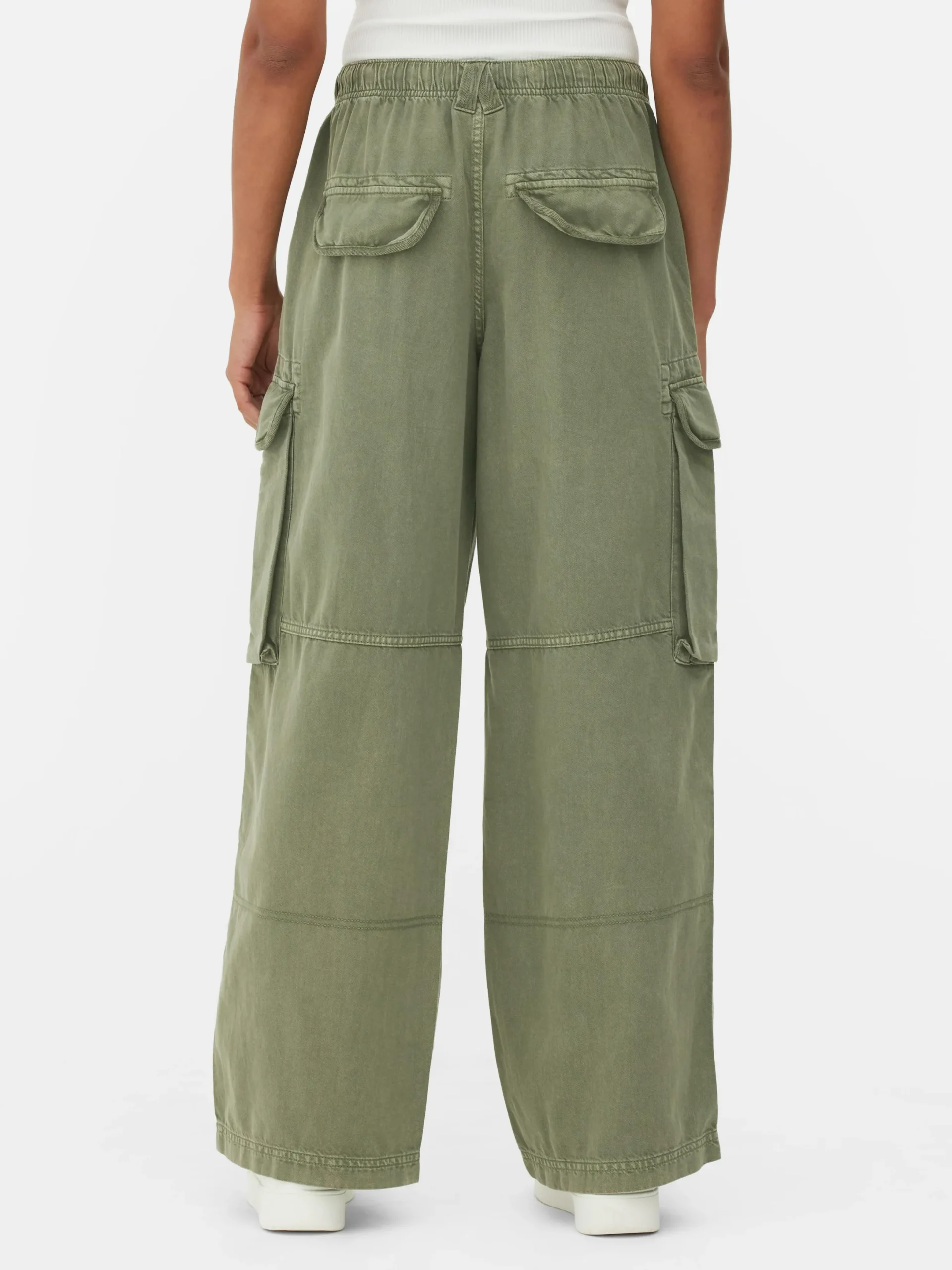 Denim|Jean|Primark Pantalon Cargo à Nouer à La Taille Kaki