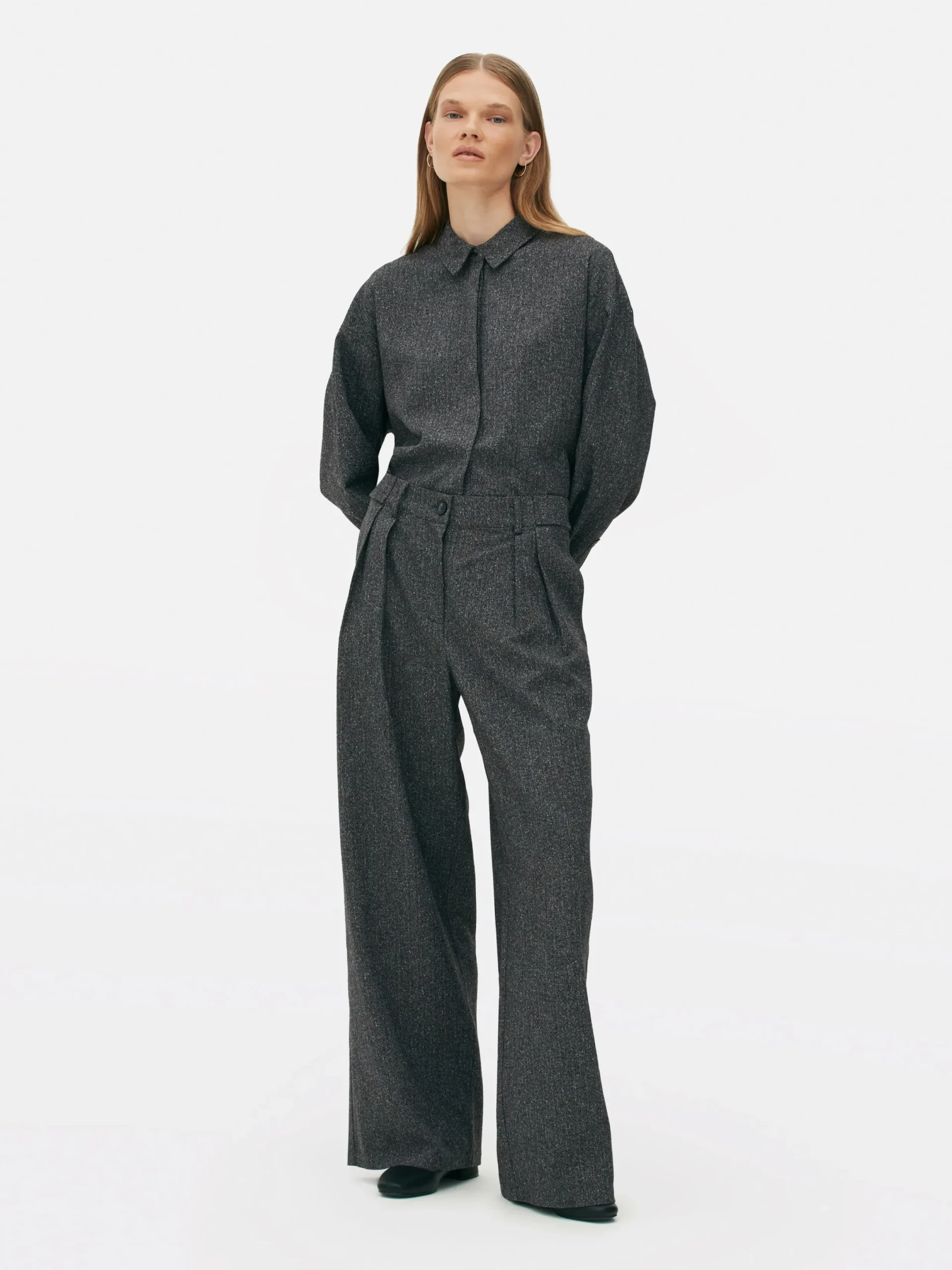 Pantalons Et Leggings|Primark Pantalon Large Moucheté à Coordonner The Edit Gris