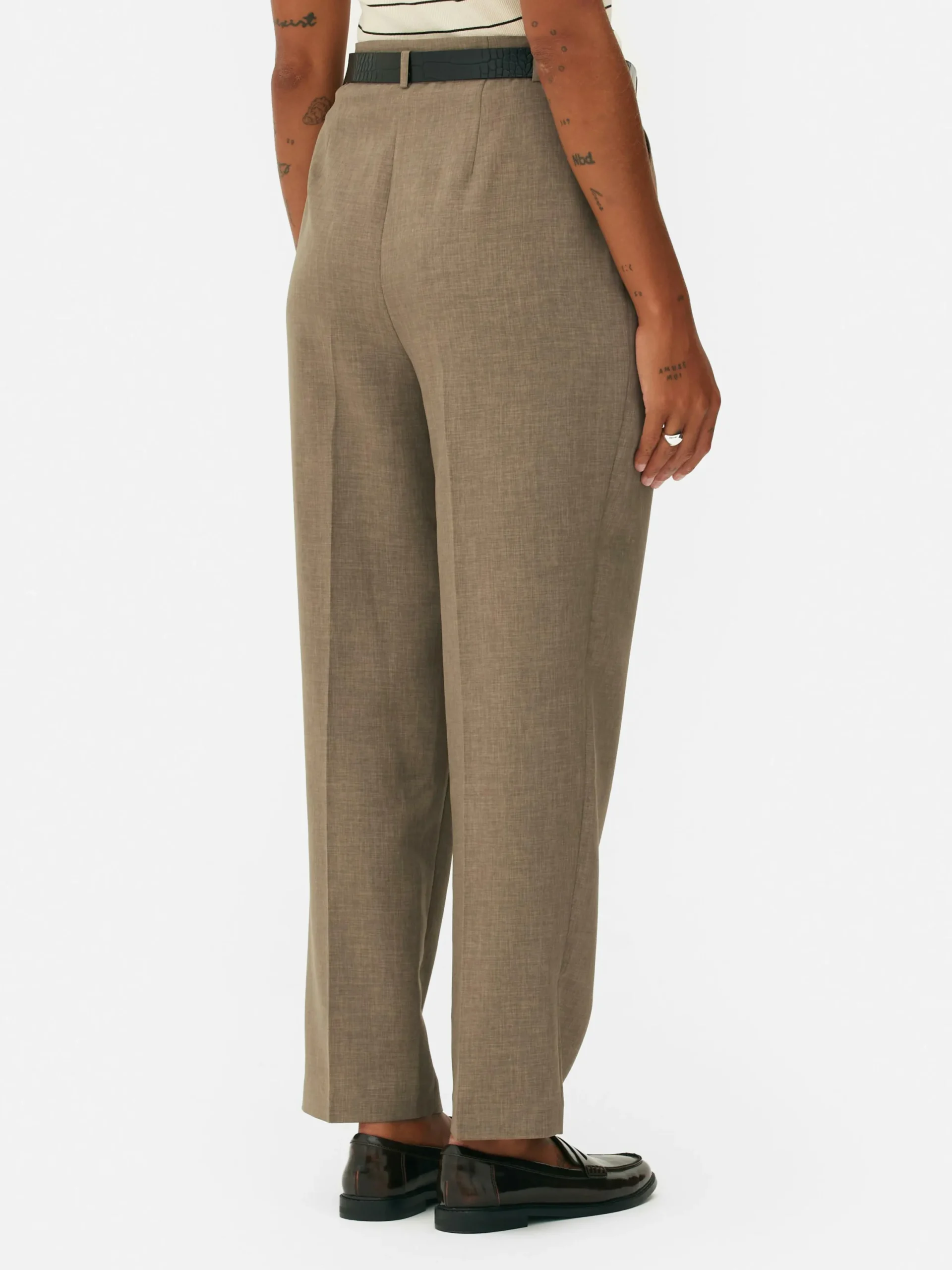 Pantalons Et Leggings|Primark Pantalon Plissé à Ceinture Kaki