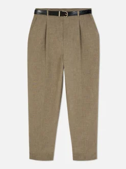 Pantalons Et Leggings|Primark Pantalon Plissé à Ceinture Kaki