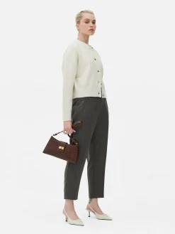 Pantalons Et Leggings|Primark Pantalon Taille Haute à Surpiqûres Marron