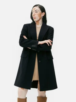 Manteaux Et Vestes|Primark Pardessus à Boutonnage Simple Bleu marine