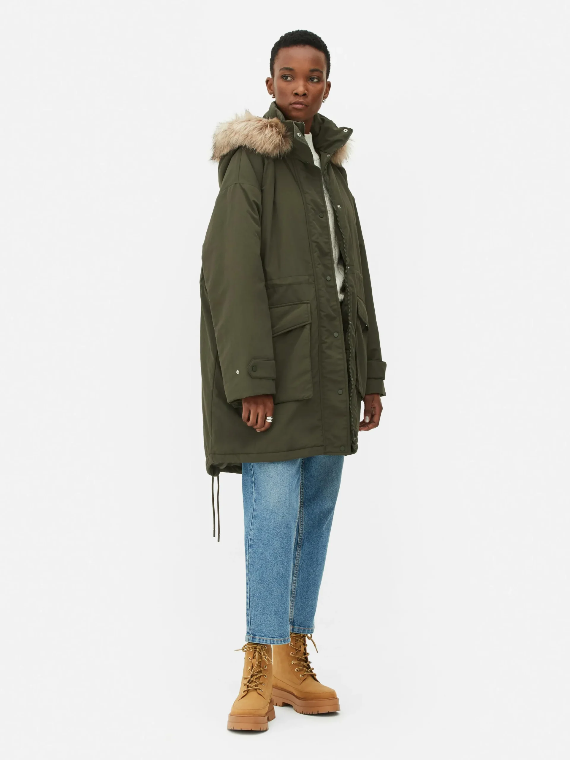 Manteaux Et Vestes|Primark Parka à Capuche En Fausse Fourrure Kaki
