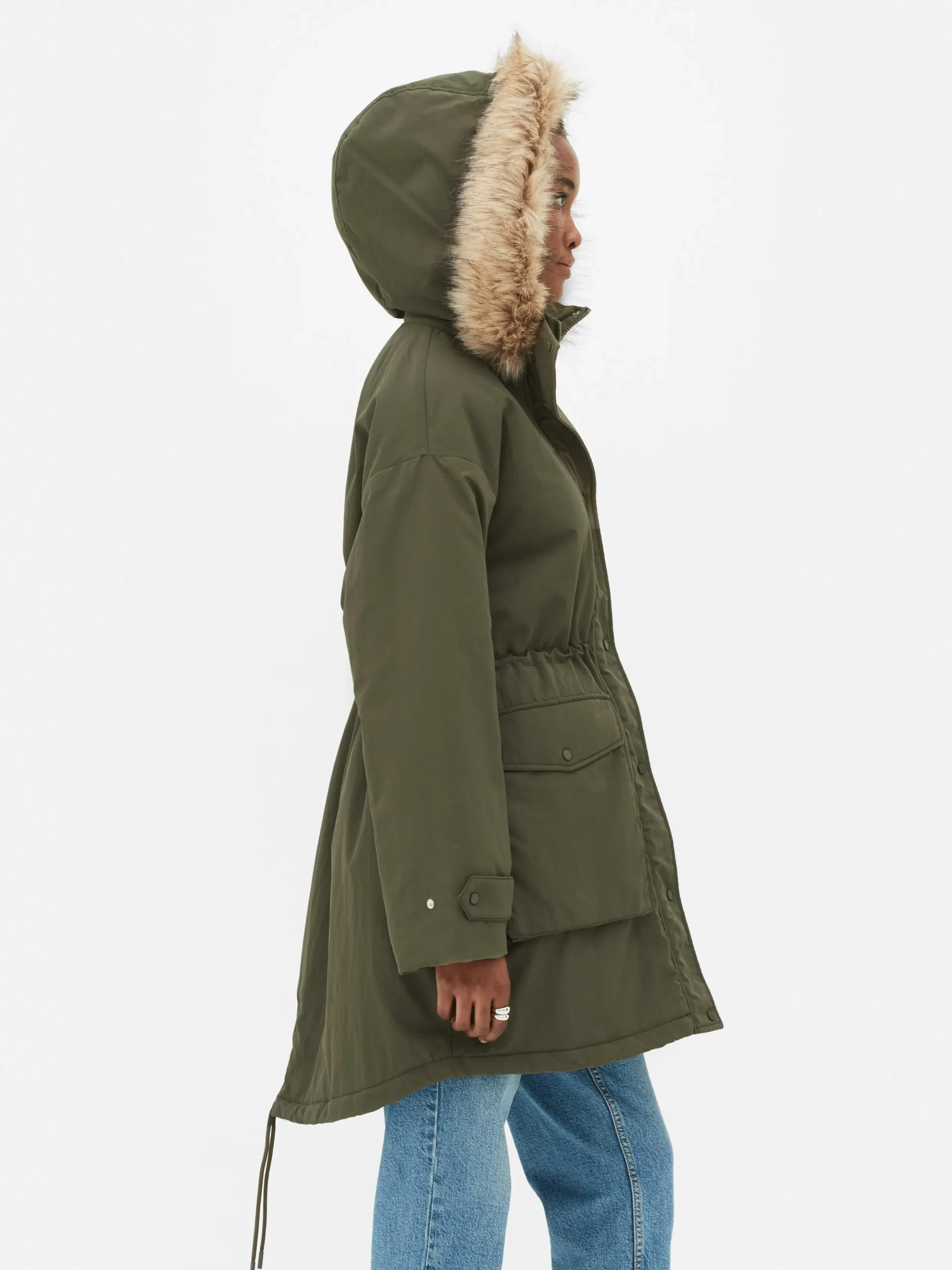 Manteaux Et Vestes|Primark Parka à Capuche En Fausse Fourrure Kaki