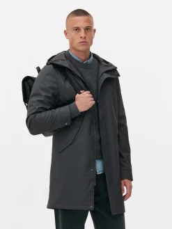 Manteaux Et Vestes|Primark Parka Caoutchoutée à Capuche Gris