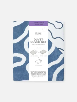 Housses De Couette Et Parures De Lit|Primark Parure De Lit King Size à Motif Ondulé Bleu marine