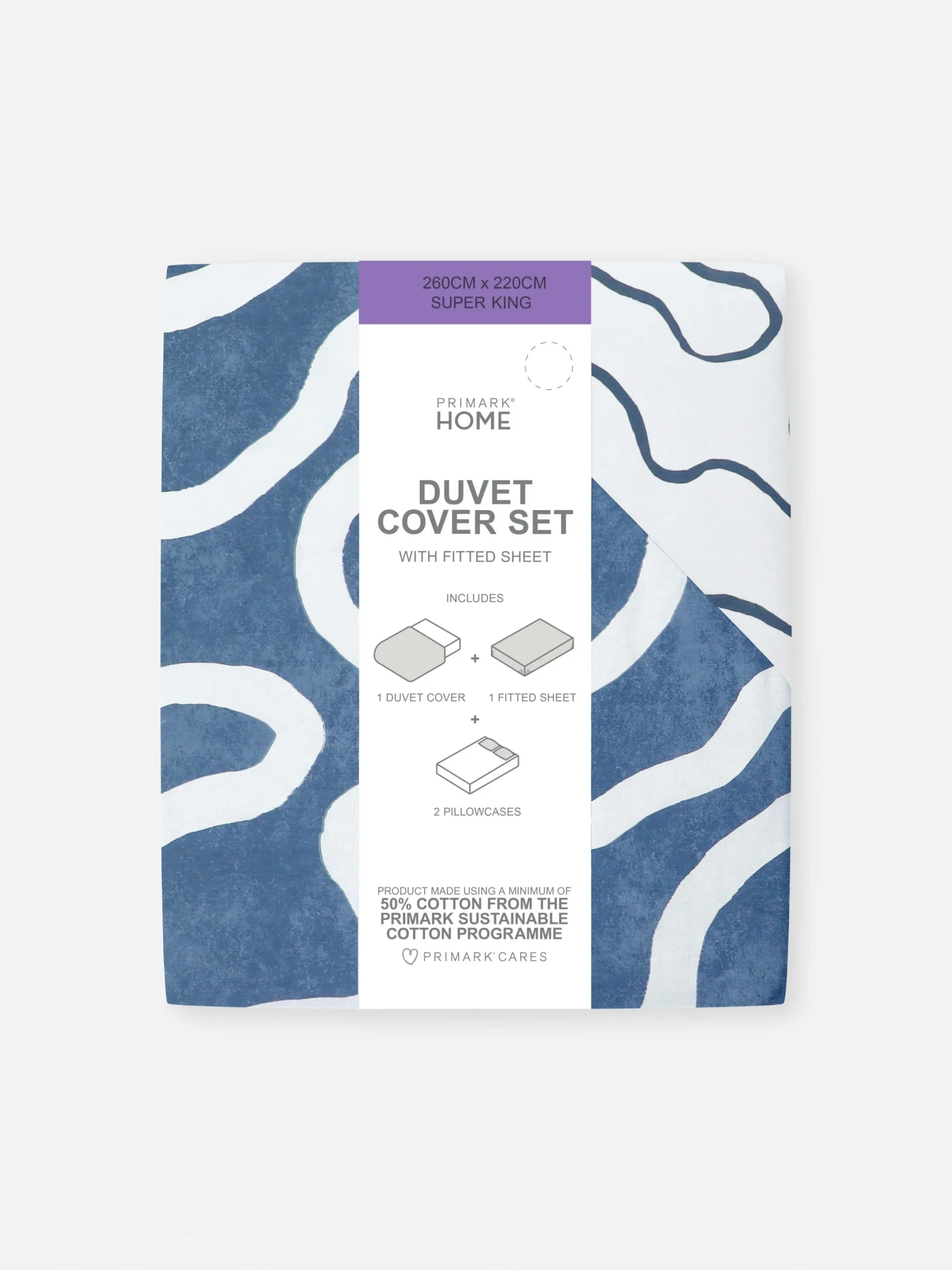 Housses De Couette Et Parures De Lit|Primark Parure De Lit King Size à Motif Ondulé Bleu marine