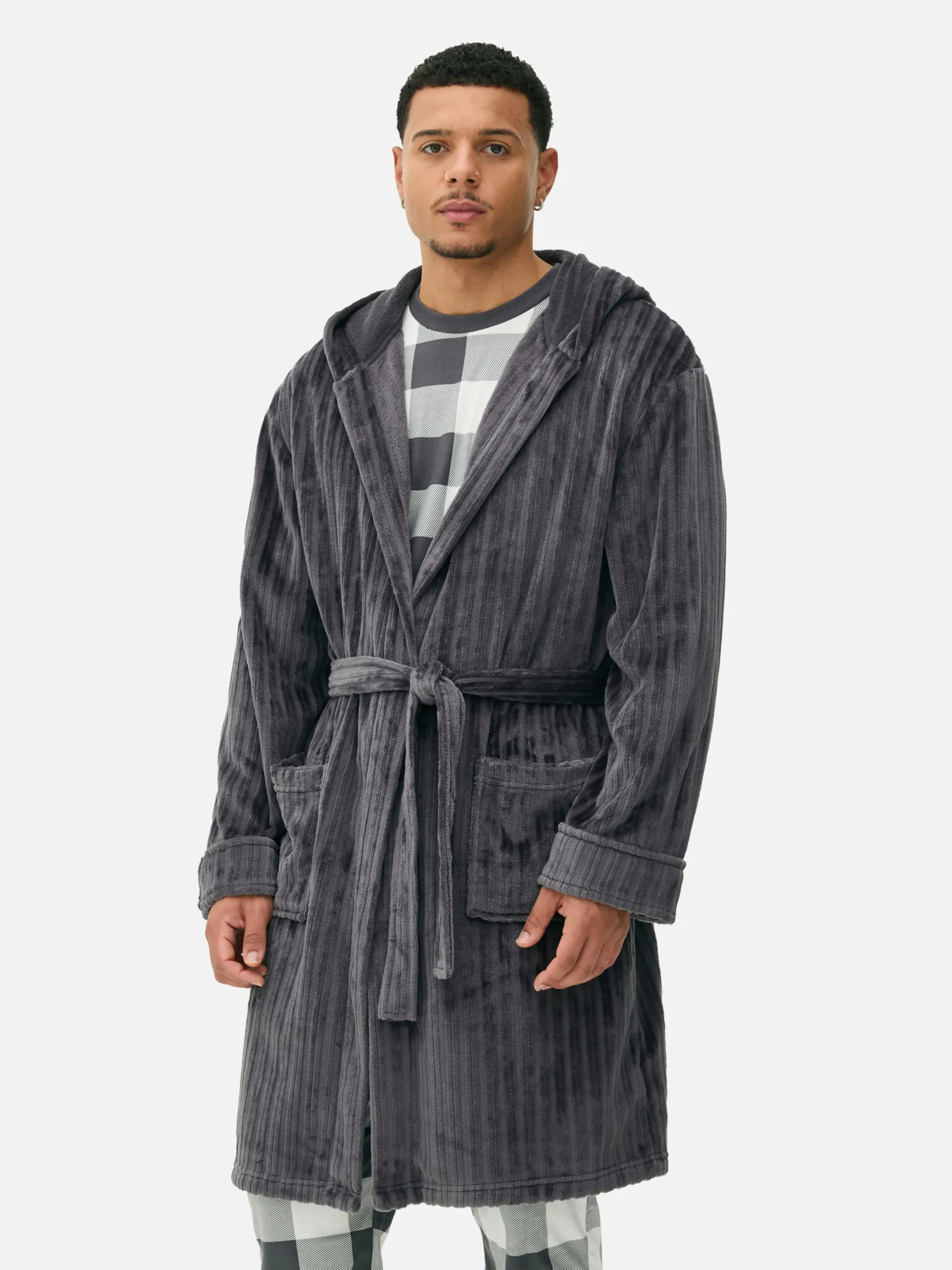 Pyjamas|Primark Peignoir à Rayures Effet Dévoré Anthracite