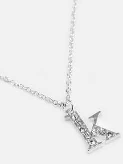 Bijoux|Primark Pendentif à Initiale Et Strass Blanc