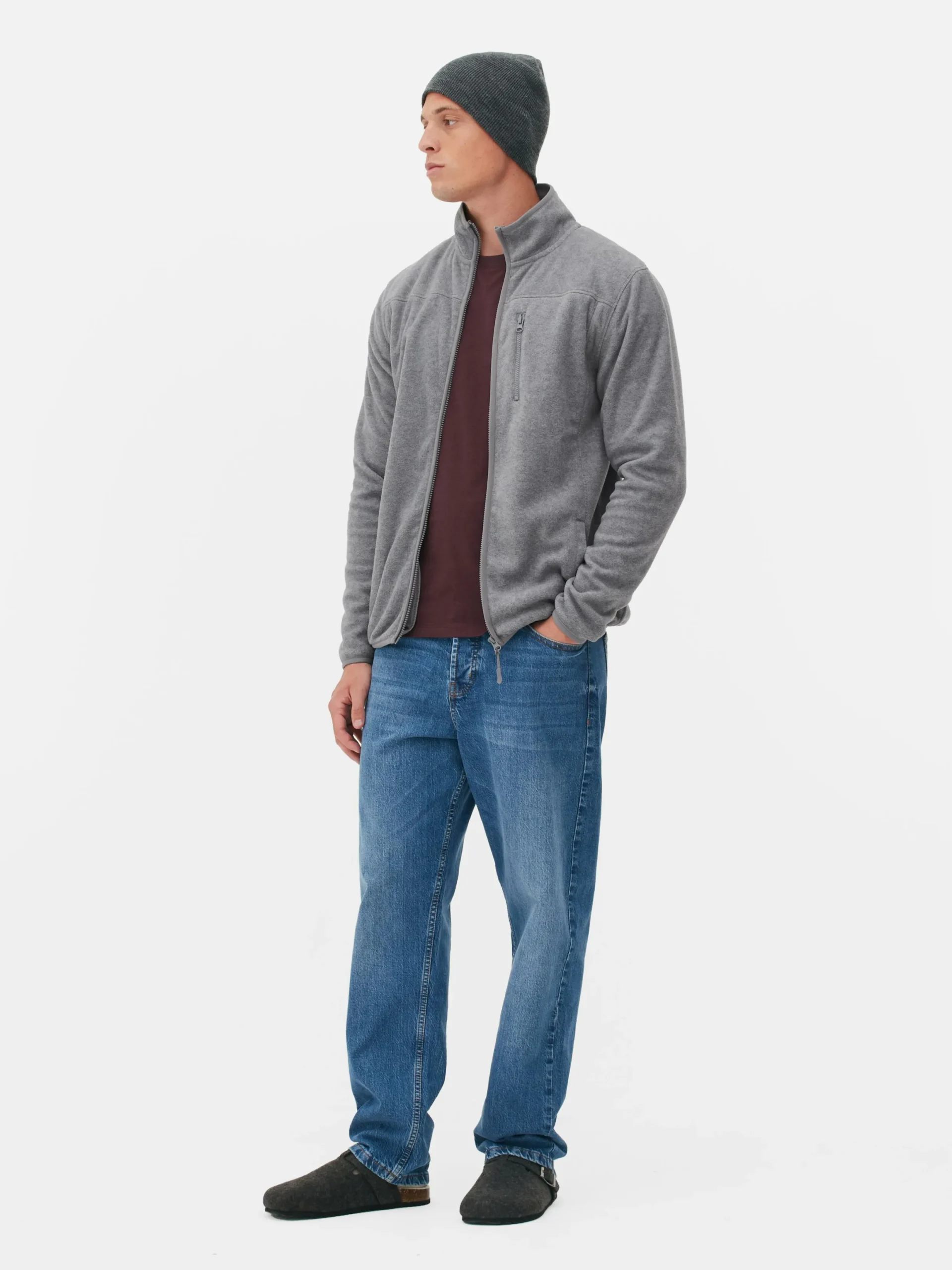 Manteaux Et Vestes|Primark Polaire Zippée à Col Cheminée Gris chiné