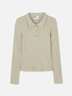 Hauts Et T-Shirts|Primark Polo Côtelé à Manches Longues Rita Ora Écru