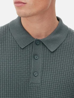 Pulls Et Gilets|Primark Polo Texturé à Manches Longues Vert foncé