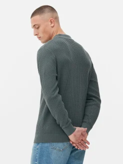 Pulls Et Gilets|Primark Polo Texturé à Manches Longues Vert foncé