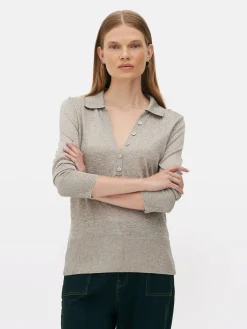 Pulls Et Gilets|Primark Polo Tricoté à Manches Longues The Edit Taupe